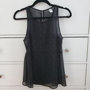 Sheer polka dot peplum blouse